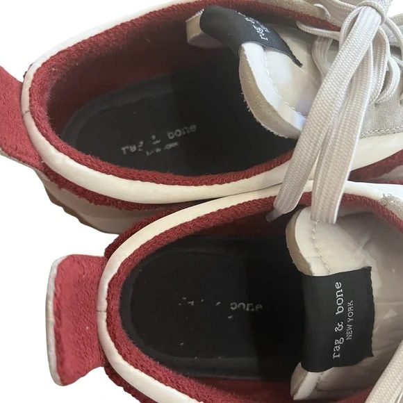 rag & bone Retro Runner Low-Top Sneakers Cream Burgundy size 10 - Picture 8 of 13